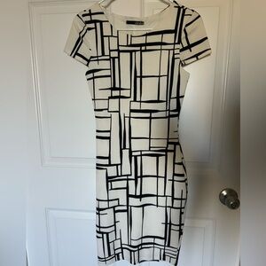 Lulu's Black and White Patterned Midi Dress